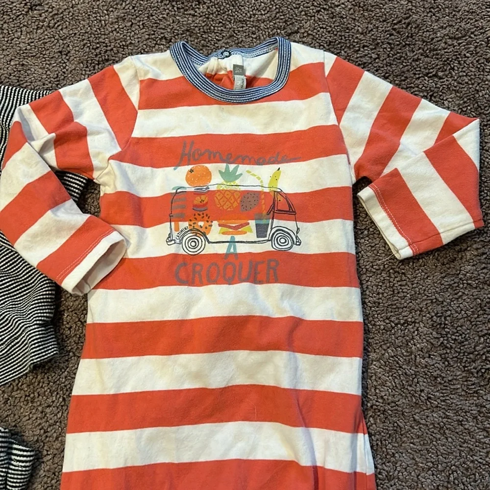 Baby 18m small shop gender neutral striped matching set and romper